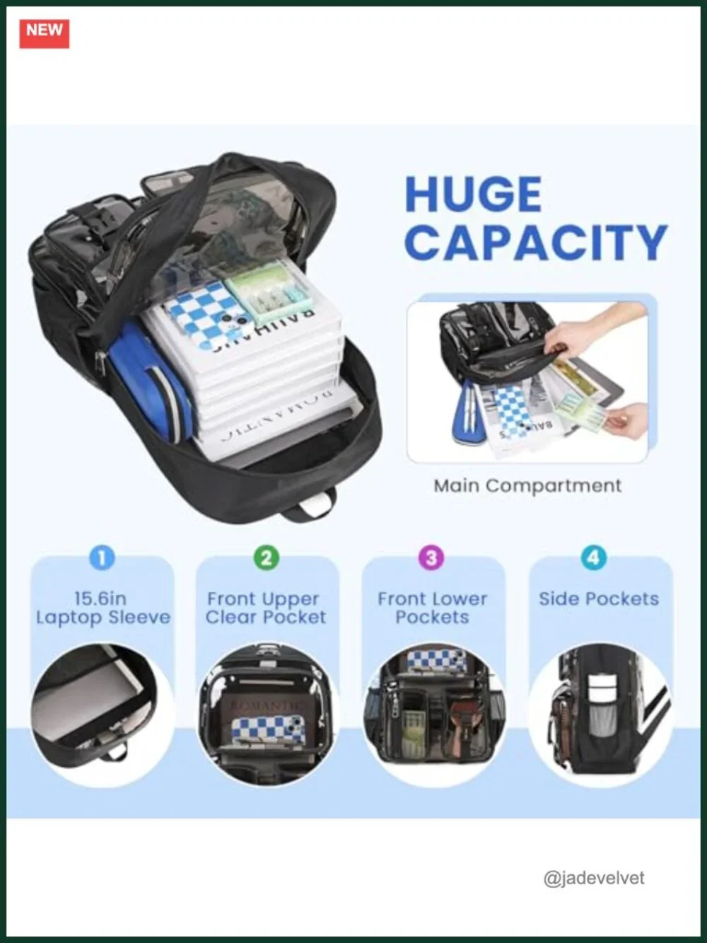 Clear Heavy Duty Backpack with ID Holder for School